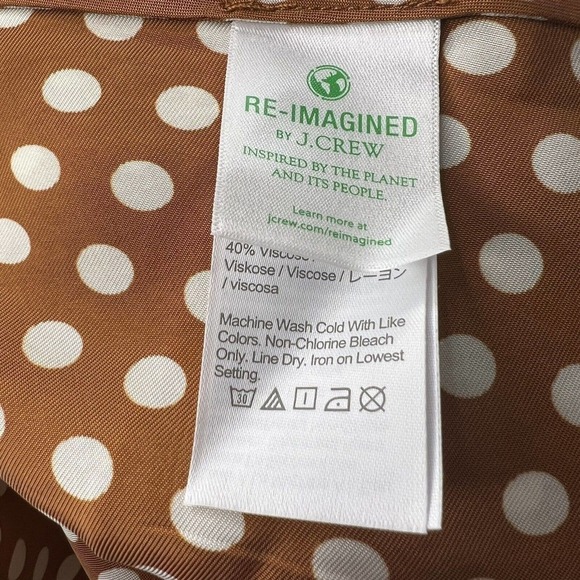 J. Crew Brown White Polka Dot Gwen Sleeveless Cupro Slip Dress Plus Size 18 NWT - Picture 8 of 14